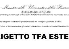 Rigetto TFA Estero: titoli rumeni e spagnoli. TFA VII ciclo – TFA sostegno